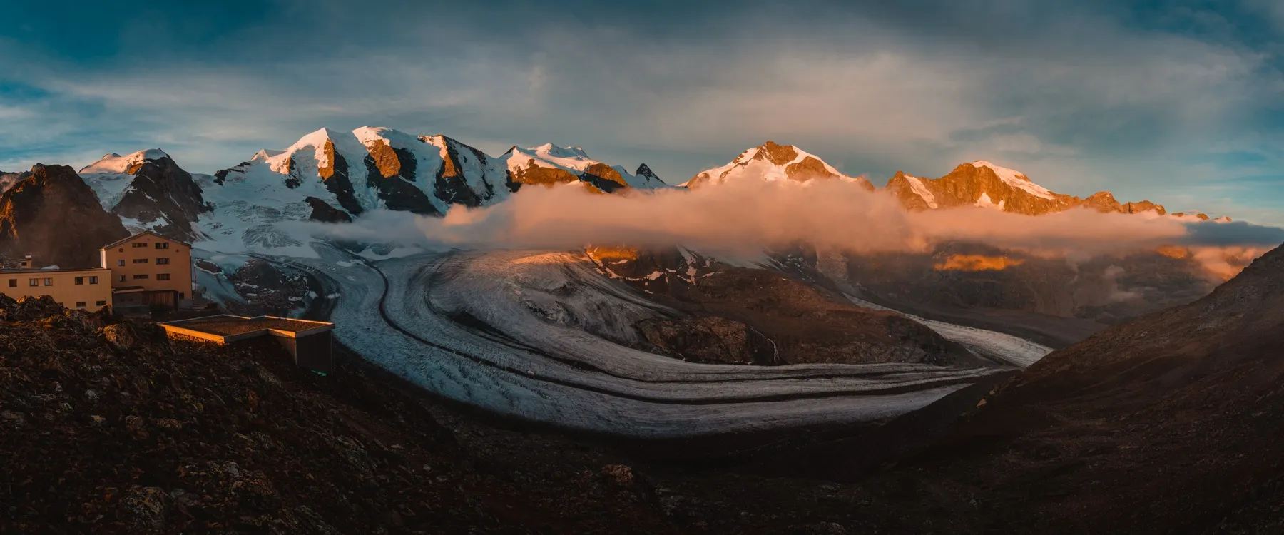 Diavolezza — vista sul Gruppo del Bernina da 3000 m