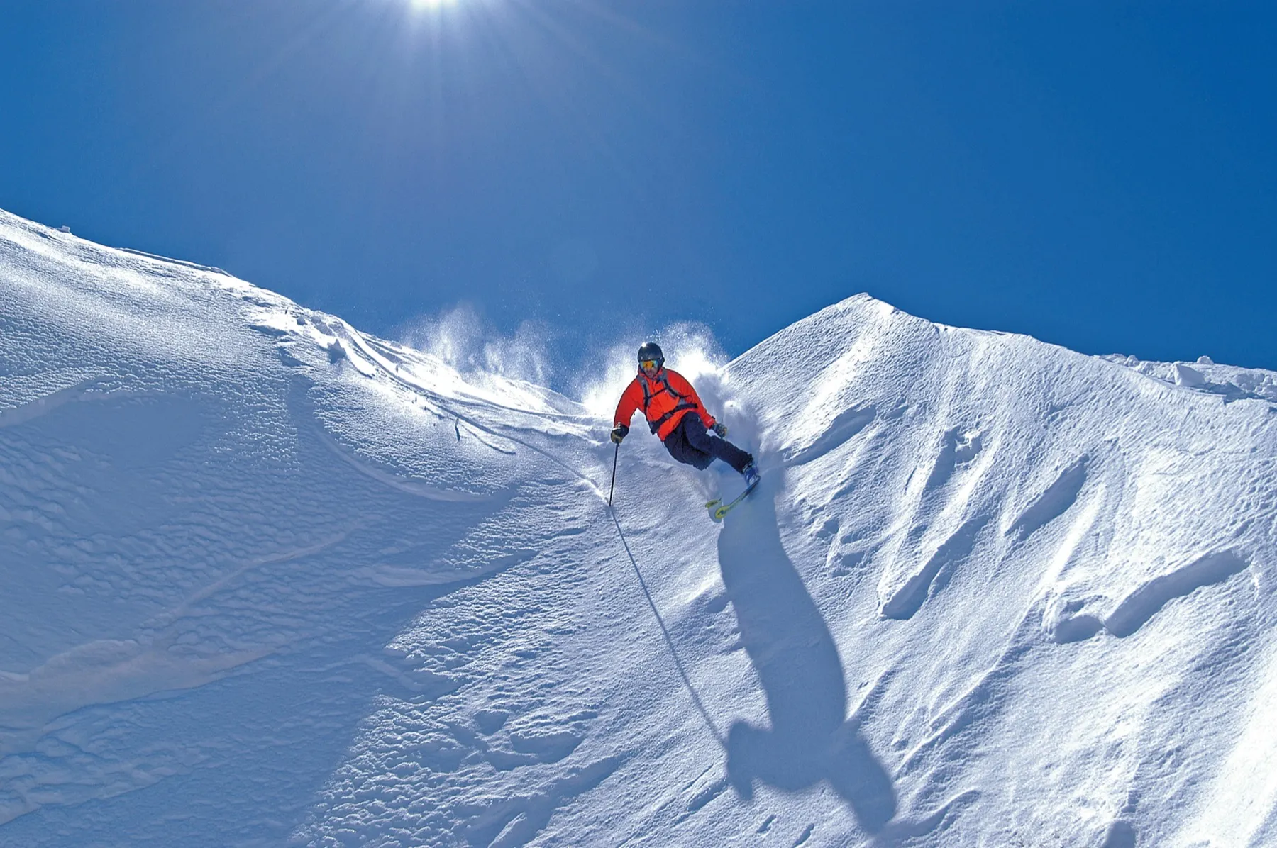 Sci fuoripista nella neve fresca